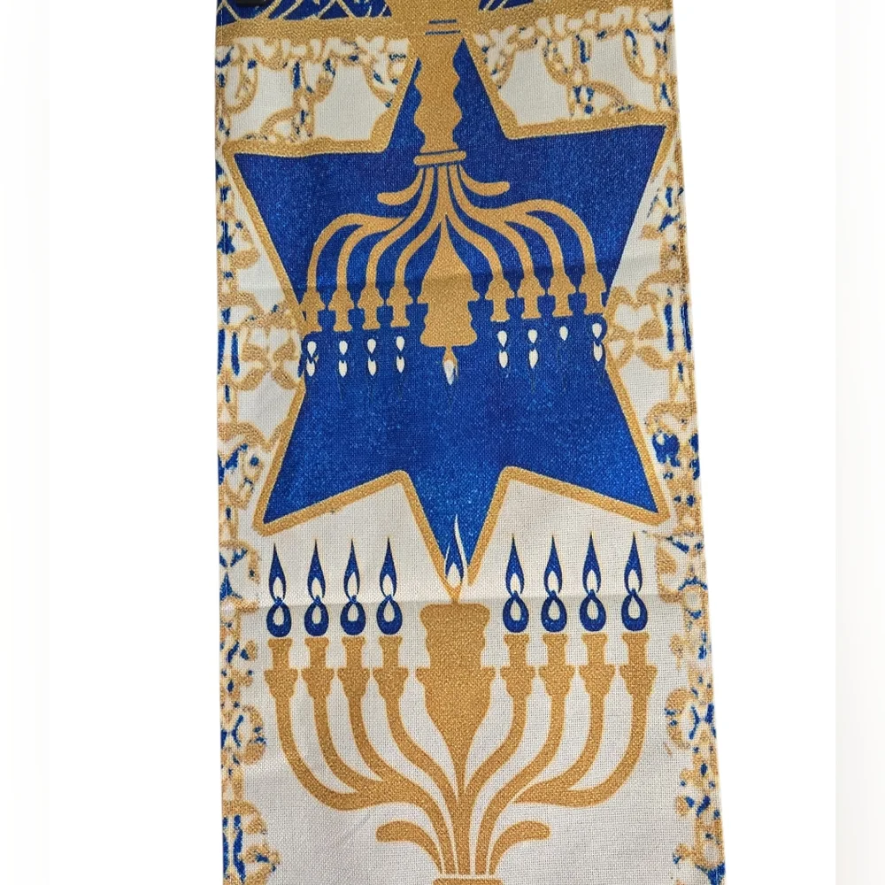 Blue and Gold Hanukkah Table Runner